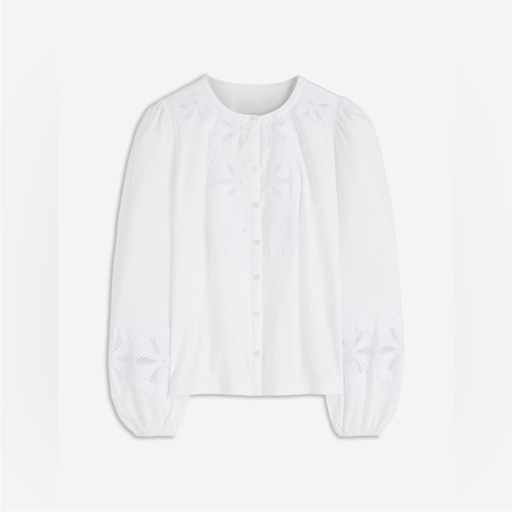 NWT Boden Scallop Cutwork Top in White - Picture 5 of 10
